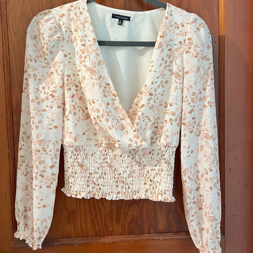 Ladies Violets & Roses Blouse - Super Cute!